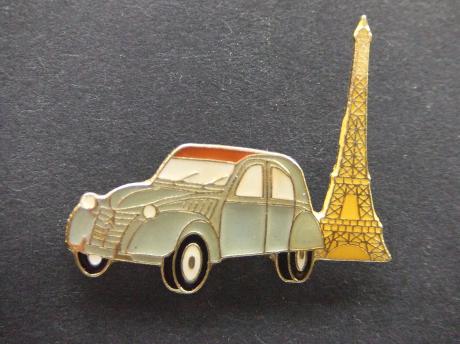 Citroën Deux Chevaux lelijke Eend  grijs Eiffeltoren Parijs